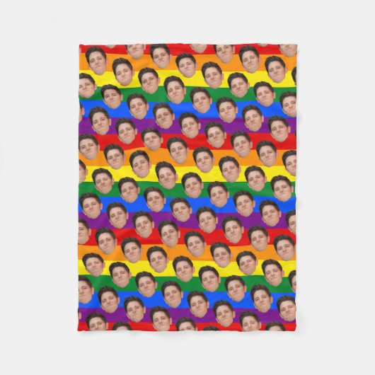 Custom Funny Face Foto Gay Pride Rainbow Blanket Fleecedecke (Vorderseite)