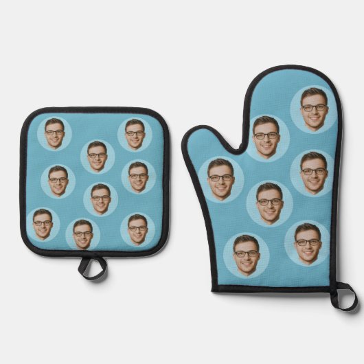 Custom Funny Face Foto Personalisiert Ofenhandschuh & Topflappen-Set (Vorderseite)