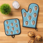 Custom Funny Face Foto Personalisiert Ofenhandschuh & Topflappen-Set (Oben Unten)