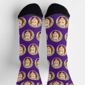 Custom Funny Face Foto Personalisiert Royal Lila Socken (Oben)