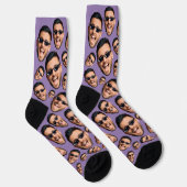 Custom Funny Face Foto Print Socks Lavendel Socken (Rechts)