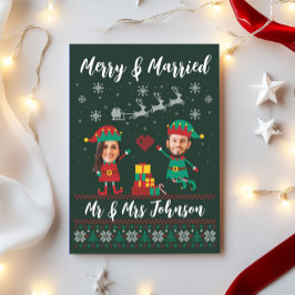 Custom Funny Face Merry und Merried Christmas Elf Feiertagskarte