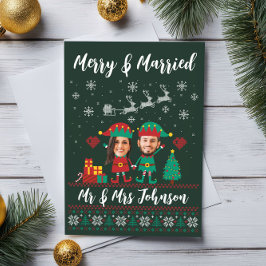 Custom Funny Face Merry und Merried Christmas Elf Feiertagskarte