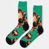 Custom Funny Face Photo All Over Socks Moss Green Socken (Linkes Detail)