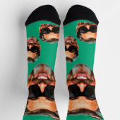 Custom Funny Face Photo All Over Socks Moss Green Socken (Oben)