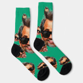 Custom Funny Face Photo All Over Socks Moss Green Socken (Rechts)