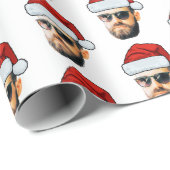 Custom Funny Face Santa Hat Photo Christmas Gift Geschenkpapier (Rolleneckpunkt)