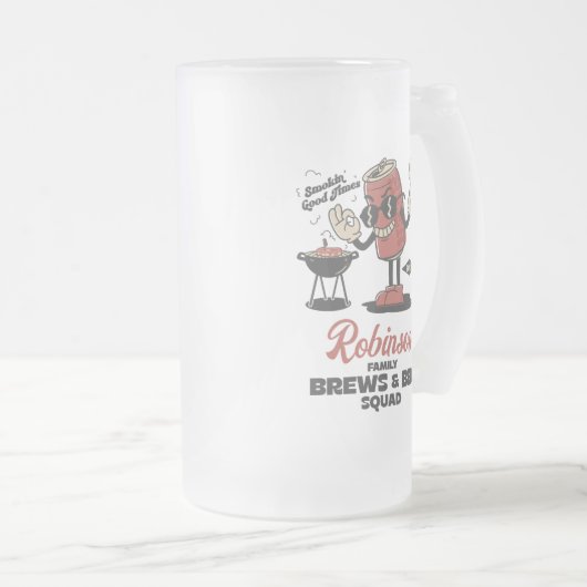 Custom Funny Family Barbeque Group Matching Mattglas Bierglas (VorderseiteRechts)