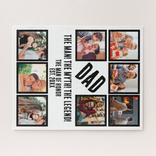 Custom Funny Fathers day Dad gift 8 Photo Collage Puzzle (Horizontal)