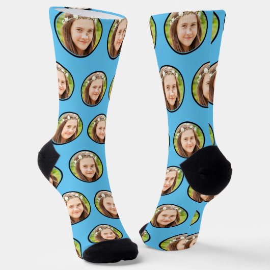 Custom Funny Funny Face Foto Personalisiert Sky Bl Socken (Gewinkelt)