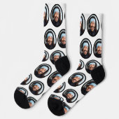 Custom Funny Funny Face Foto White Socken (Linkes Detail)