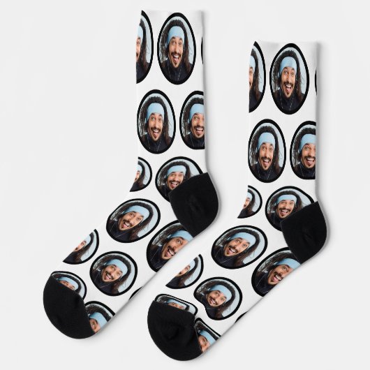 Custom Funny Funny Face Foto White Socken (Linkes Detail)