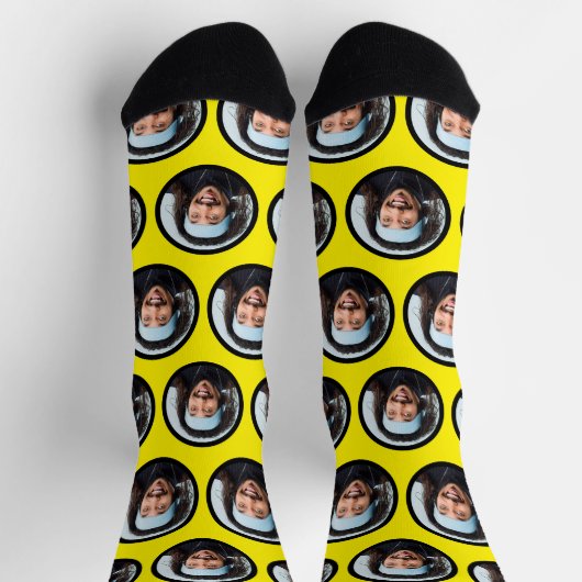 Custom Funny Funny Funny Foto Gelb Socken (Oben)