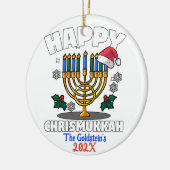 Custom Funny Happy Chrismukkah Happy Hanukkah Keramik Ornament (Links)