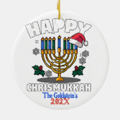 Custom Funny Happy Chrismukkah Happy Hanukkah Keramik Ornament (Hinten)