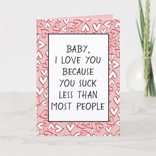 Custom Funny I Liebe Sie Valentine Quote Hearts Karte (Vorderseite)
