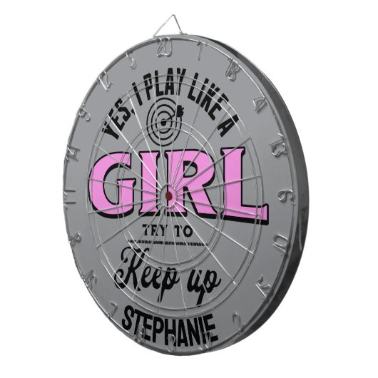 Custom Funny "I Play Like a Girl" Party Dartscheibe (Vorderseite rechts)