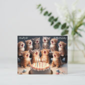 Custom Funny Kitten Happy Birthday Grußkarte Dankeskarte (Stehend Vorderseite)