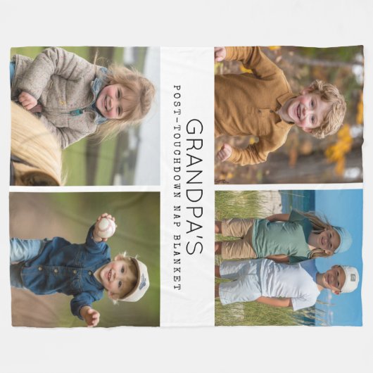 Custom Funny Opa Nickerchen FotoCollage Fleecedecke (Vorderseite (Horizontal))