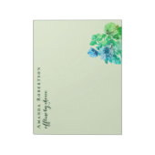 Custom Funny Pastel Green Watercolor Flowers Chic Notizblock (Rotiert)