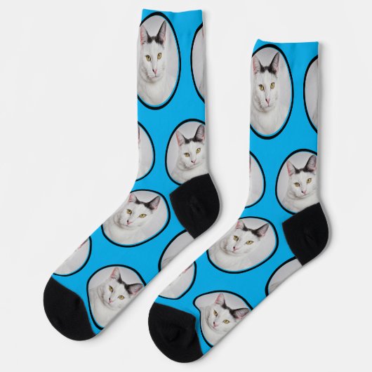Custom Funny Pet Foto Muster Sky Blau Socken (Linkes Detail)