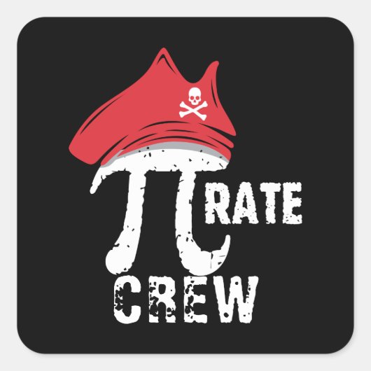Custom Funny Pi Day Pirate Crew Matching Party Quadratischer Aufkleber (Vorderseite)