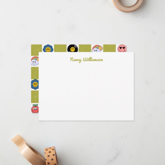 Custom Funny Quirky Designs Retro Art Muster Mitteilungskarte (Vorderseite/Rückseite Beispiel)