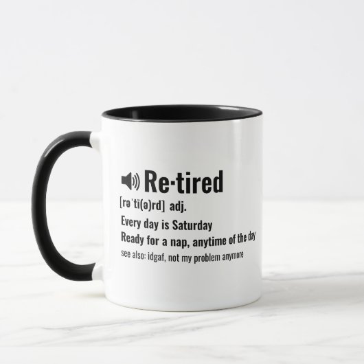 Custom Funny Retirement Definition Mug  Tasse (Links)