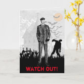 Custom Funny Retro Zombie Halloween Male Geburtsta Karte (Gelbe Blume)