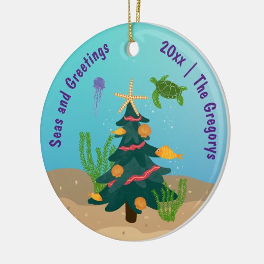 Custom Funny Seas and Greetings Ocean Holiday 2024 Keramik Ornament (Links)