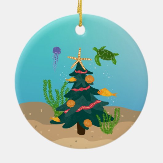 Custom Funny Seas and Greetings Ocean Holiday 2024 Keramik Ornament (Hinten)