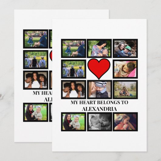 Custom Funny Valentinstag Herz 11 Foto Collage Einladung (Vorne/Hinten)