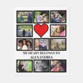 Custom Funny Valentinstag Herz 11 Foto Collage Fleecedecke (Vorderseite)