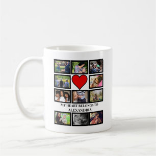 Custom Funny Valentinstag Herz 11 Foto Collage Kaffeetasse
