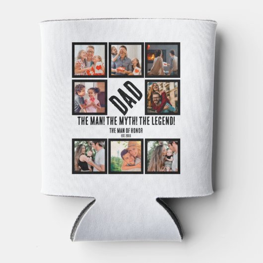 Custom Funny Vathday Vater Geschenk 8 FotoCollage Dosenkühler (Vorderseite)
