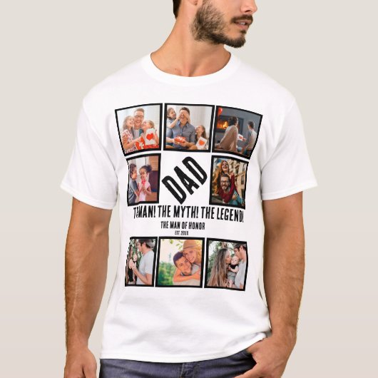 Custom Funny Vathday Vater Geschenk 8 FotoCollage T-Shirt (Vorderseite)