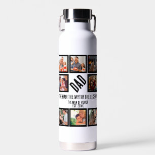 Custom Funny Vathday Vater Geschenk 8 FotoCollage Trinkflasche