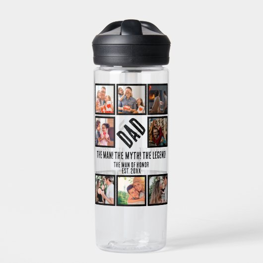 Custom Funny Vathday Vater Geschenk 8 FotoCollage Trinkflasche (Vorderseite)