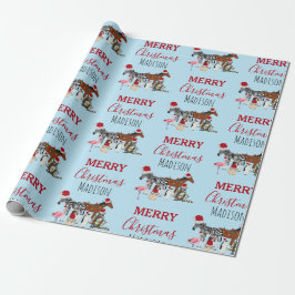 Custom Funny Weihnachtstiere Weihnachtsmannmützen Geschenkpapier