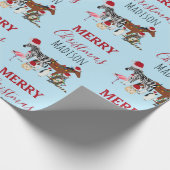 Custom Funny Weihnachtstiere Weihnachtsmannmützen Geschenkpapier (Ecke)