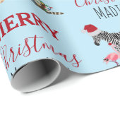 Custom Funny Weihnachtstiere Weihnachtsmannmützen Geschenkpapier (Rolleneckpunkt)