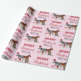 Custom Funny Weihnachtstiere Weihnachtsmannmützen Geschenkpapier