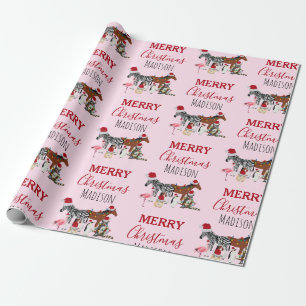Custom Funny Weihnachtstiere Weihnachtsmannmützen  Geschenkpapier