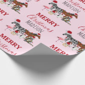 Custom Funny Weihnachtstiere Weihnachtsmannmützen Geschenkpapier (Ecke)