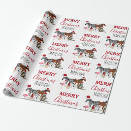 Custom Funny Weihnachtstiere Weihnachtsmannmützen Geschenkpapier