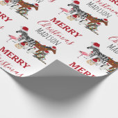 Custom Funny Weihnachtstiere Weihnachtsmannmützen Geschenkpapier (Ecke)
