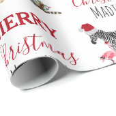 Custom Funny Weihnachtstiere Weihnachtsmannmützen Geschenkpapier (Rolleneckpunkt)