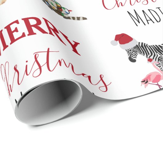 Custom Funny Weihnachtstiere Weihnachtsmannmützen  Geschenkpapier (Rolleneckpunkt)