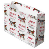 Custom Funny Weihnachtstiere Weihnachtsmannmützen  Große Geschenktüte (Rückseite Schrägansicht)