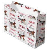 Custom Funny Weihnachtstiere Weihnachtsmannmützen  Große Geschenktüte (Vorderseite Schrägansicht)